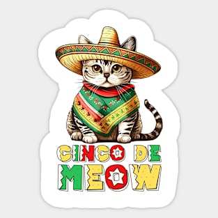 Fiesta Squad Funny Mexican Cat Fiesta Party Cinco De Meow Sticker